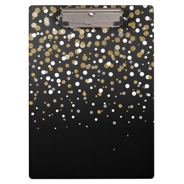 Hübsche Girly Gold Glitzer Dots Illustration Klemmbrett (Vorderseite)