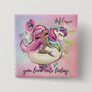 Hübsche Girly IHR SEHEN NIEDLICHEN HEUTE Einhorn R Button