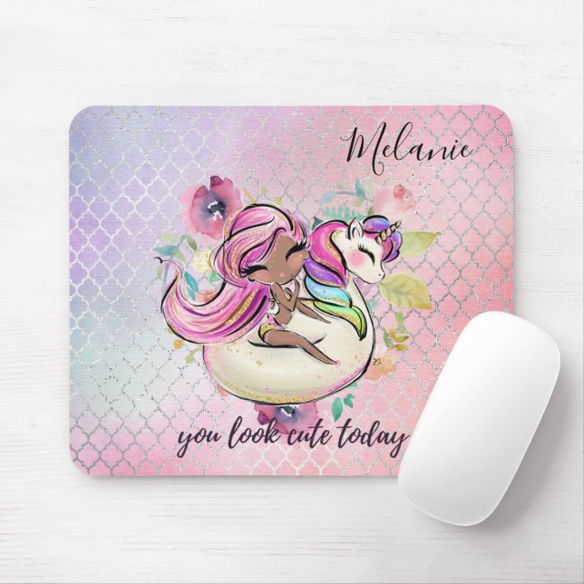 Hübsche Girly IHR SEHEN NIEDLICHEN HEUTE Einhorn R Mousepad (Mit Mouse)