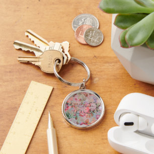 Hübsche "Glaube an DICH selbst" Zitat Rosen floral Schlüsselanhänger