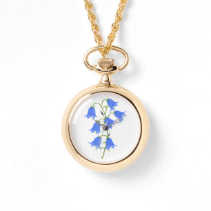 Hübsche Glockenblumen-Halskettenuhr Armbanduhr