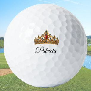 Hübsche goldene Krone und benutzerdefinierter Name Golfball