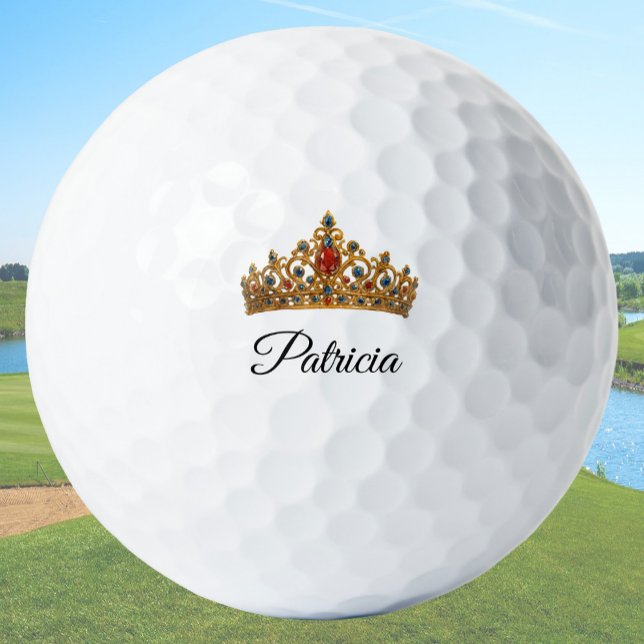 Hübsche goldene Krone und benutzerdefinierter Name Golfball (Von Creator hochgeladen)