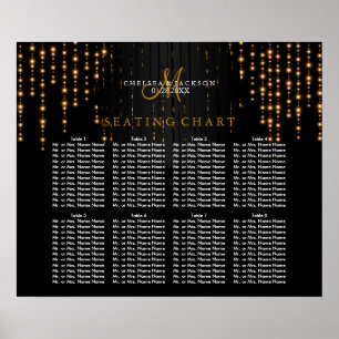 Hübsche goldene Star-Leuchten auf schwarz - Sitzka Poster