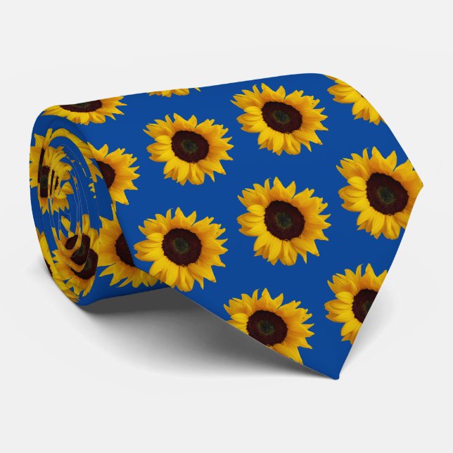 Hübsche goldgelbe Sonnenblumen Krawatte (Gerollt)