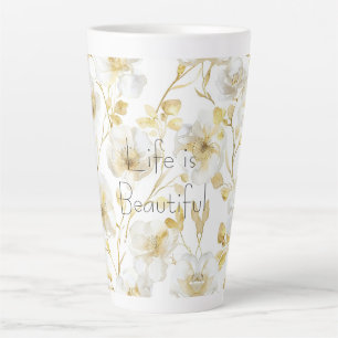 Hübsche Goldweiße Blumen Milchtasse