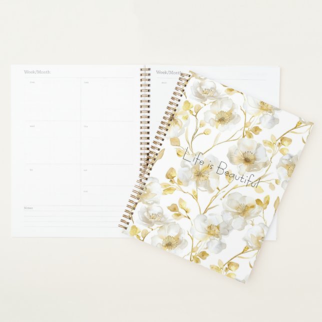 Hübsche Goldweiße Blumen Planer (Anzeige)
