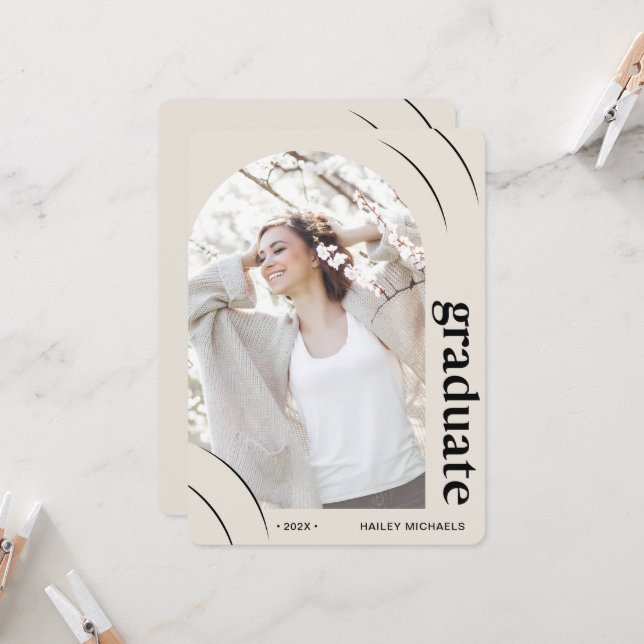 Hübsche Graduierungspartei für Rosa Foto Einladung (Vorderseite/Rückseite Beispiel)