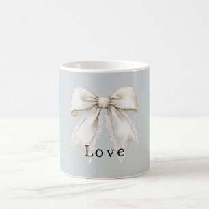 Hübsche graue Kunstspitze mit weißer Schleife Kaffeetasse
