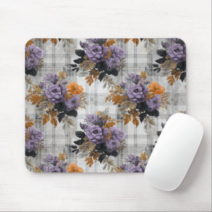 HÜBSCHE GRAUE & ORANGE HALLOWEEN BLUMEN MOUSEPAD