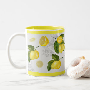 Hübsche Graue und gelbe Lemon-Tasse Zweifarbige Tasse