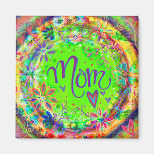 Hübsche grüne BoHo Whimsical Floral Fun Mama Magnet