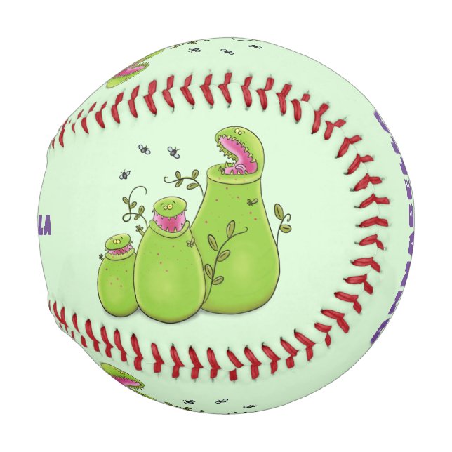 Hübsche grüne Fleischfresser-Pflanze Cartoon Baseball (Vorne Rechts)