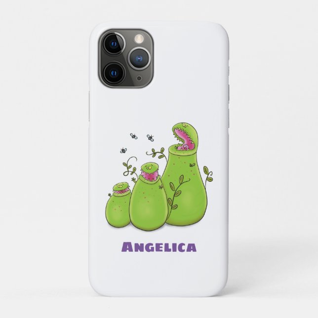 Hübsche grüne Fleischfresser-Pflanze Cartoon Case-Mate iPhone Hülle (Rückseite)