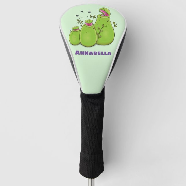 Hübsche grüne Fleischfresser-Pflanze Cartoon Golf Headcover (Vorderseite)