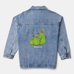 Hübsche grüne Fleischfresser-Pflanze Cartoon Jeansjacke