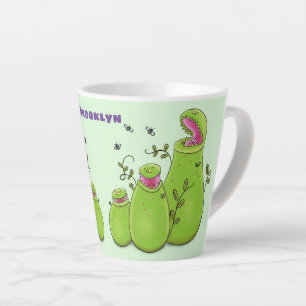 Hübsche grüne Fleischfresser-Pflanze Cartoon Milchtasse