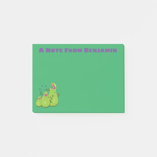 Hübsche grüne Fleischfresser-Pflanze Cartoon Post-it Klebezettel (Vorderseite)