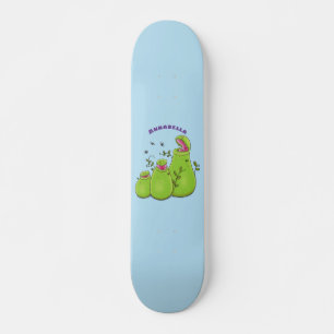 Hübsche grüne Fleischfresser-Pflanze Cartoon Skateboard