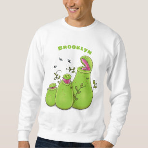 Hübsche grüne Fleischfresser-Pflanze Cartoon Sweatshirt