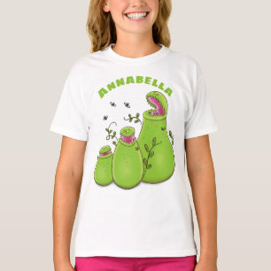 Hübsche grüne Fleischfresser-Pflanze Cartoon T-Shirt
