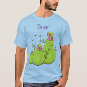 Hübsche grüne Fleischfresser-Pflanze Cartoon T-Shirt