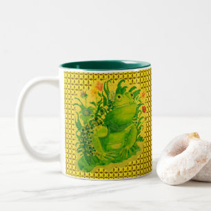 Hübsche grüne Frosch-Kunstmalerei Zweifarbige Tasse