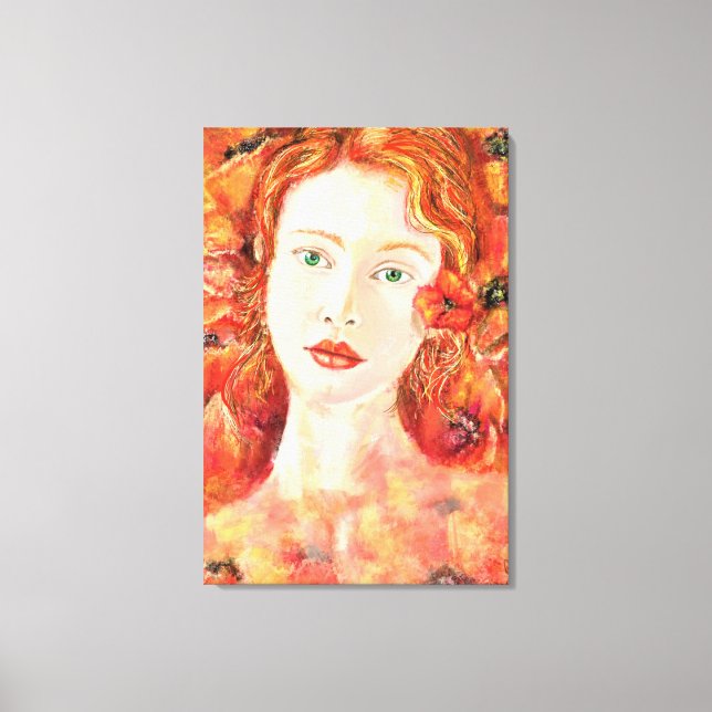 Hübsche, grüne, Mit Augen Canvas-Leinwand Leinwanddruck (Vorderseite)