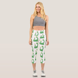Hübsche grüne Schlange mit Maraca-Cartoon Capri Leggings