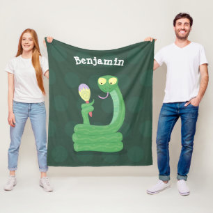 Hübsche grüne Schlange mit Maraca-Cartoon Fleecedecke