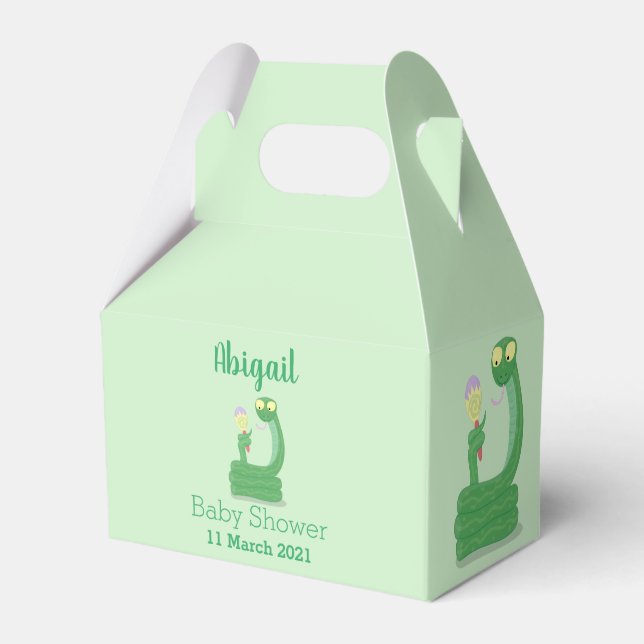 Hübsche grüne Schlange mit Maraca-Cartoon Geschenkschachtel (Vorderseite)