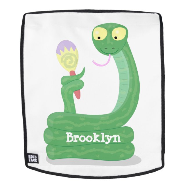 Hübsche grüne Schlange mit Maraca-Cartoon Rucksack (Abnehmbare Front)