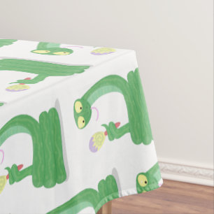 Hübsche grüne Schlange mit Maraca-Cartoon Tischdecke
