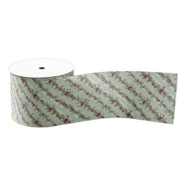 Hübsche grüne Toile-Weihnachtsbeeren und -schleife Ripsband
