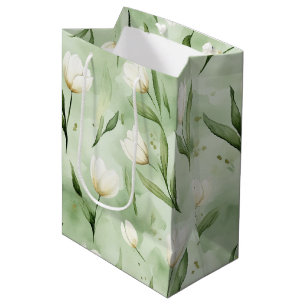 Hübsche grüne weiße Tulpen Brautparty Mittlere Geschenktüte