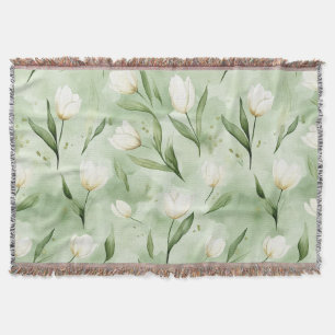 Hübsche Grüne Weiße Tulpen Decke