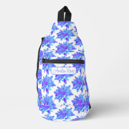 Hübsche gürtelblaue lila Blume Crossbody Bag