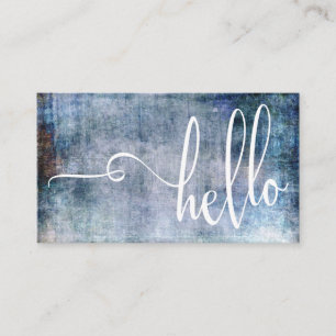 Hübsche hallo-Typografie über blauem u. lila Visitenkarte