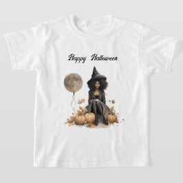 Hübsche Halloween-Hexe und Vollmond-Ballon T-Shirt