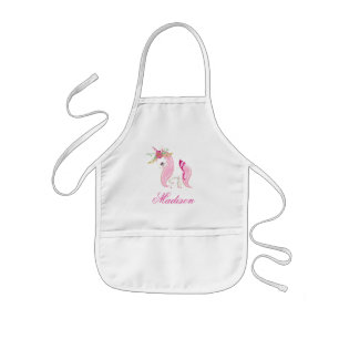 Hübsche Hand Drawn Pink Unicorn Kid's Schürze HP