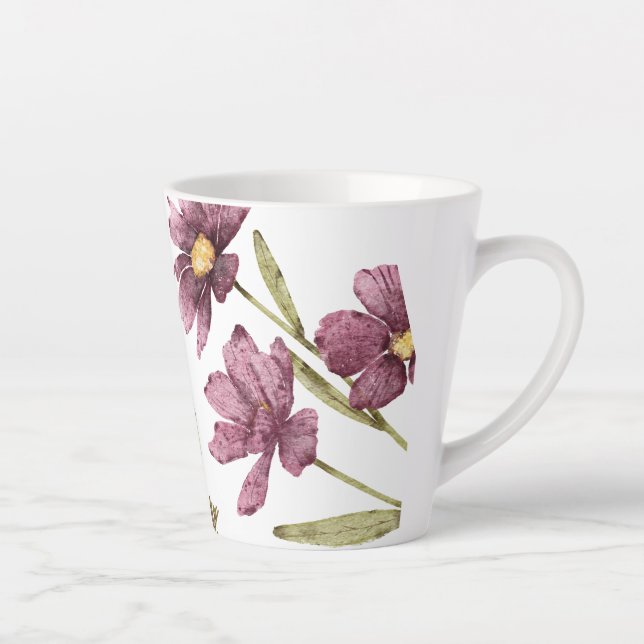 Hübsche Hand illustrierte Lila Blume Milchtasse (Rechts)