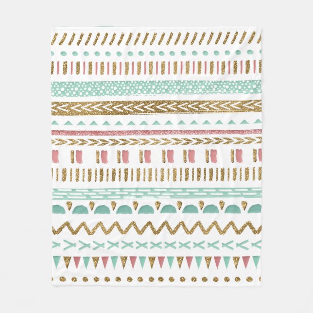 Hübsche Handfarbe Stamm Aztec geometrische Gestalt Fleecedecke (Vorderseite)