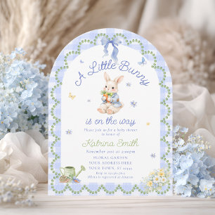 Hübsche Häschen Gingham Baby Shower Einladung