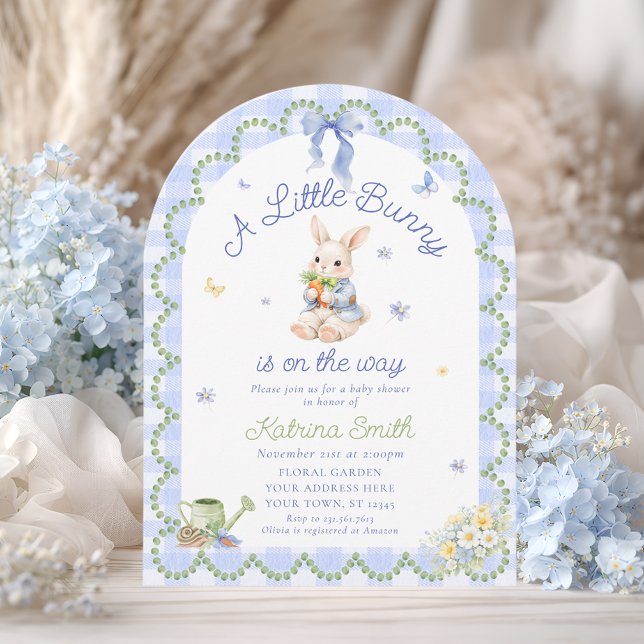 Hübsche Häschen Gingham Baby Shower Einladung (Von Creator hochgeladen)
