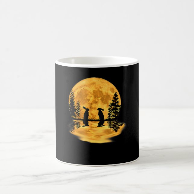 Hübsche Hasen Rabbits Moon Night Sky Kaffeetasse (Mittel)
