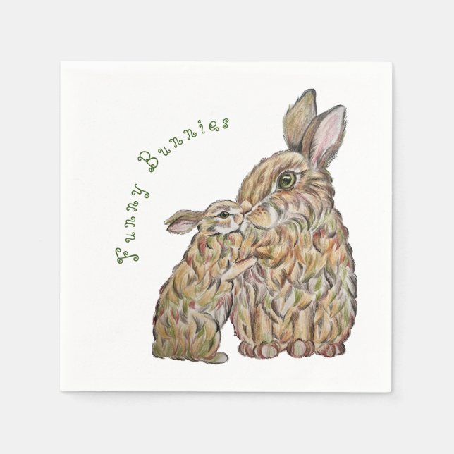 Hübsche Hasen. Zeichnend Stift Serviette (Vorderseite)