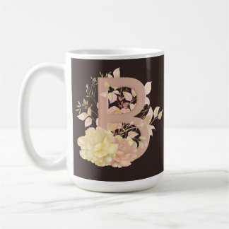 Hübsche hellbeige farbige Rose Buchstabe B Kaffeetasse
