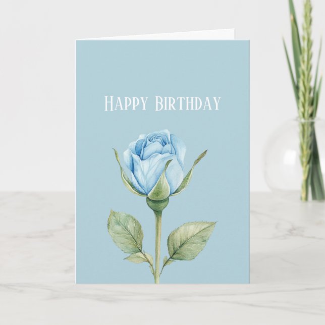 Hübsche Hellblaue Rosen-Blumen-Geburtstag Karte (Vorderseite)