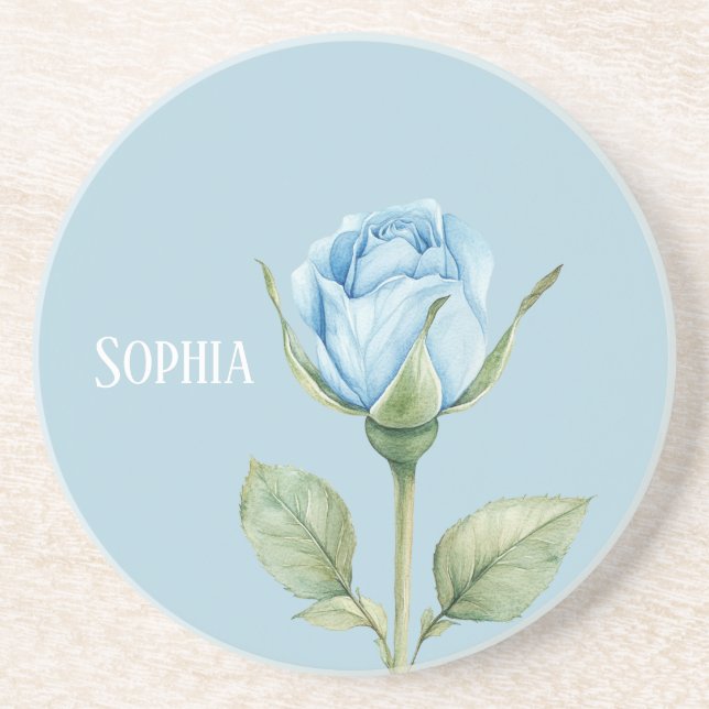 Hübsche Hellblaue Rosenblume Getränkeuntersetzer (Vorne)