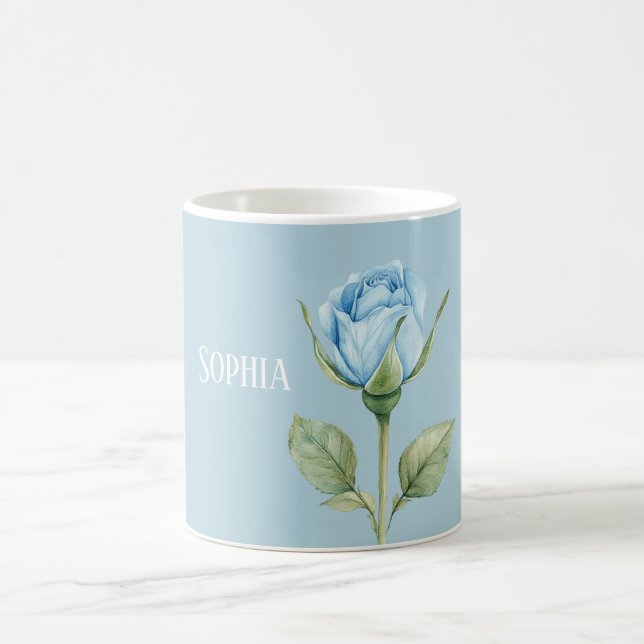 Hübsche Hellblaue Rosenblume Kaffeetasse (Mittel)